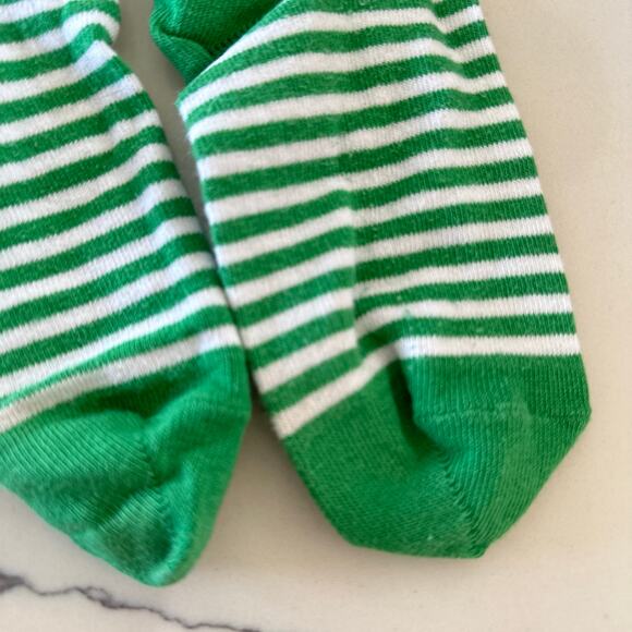 Hanna Andersson Green Striped Crew Socks Size 12-1 - Picture 2 of 2